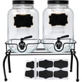 thumbnail image 1 of 1-Gallon Drink Dispenser, Glass Water Dispenser with Black Tin Lid and Black Stainless steel faucet,Black Iron Frame,Mason Drink Dispenser for Parties, Picnics, Barbecues and Daily,2 pack, 1 of 8