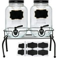 1Gallon Drink Dispenser,Glass Water Dispenser with Black Tin Lid and