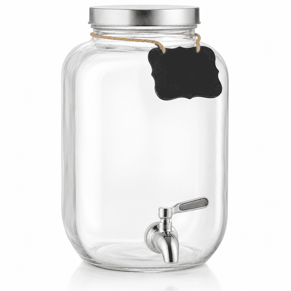 1 Gallon Drink Dispenser with Spigot 18/8 Stainless Steel  Airtight & Leakproof Glass Sun Tea Jar with Anti-Rust Lids, Beverage Dispenser for Parties - Laundry Detergent Holder