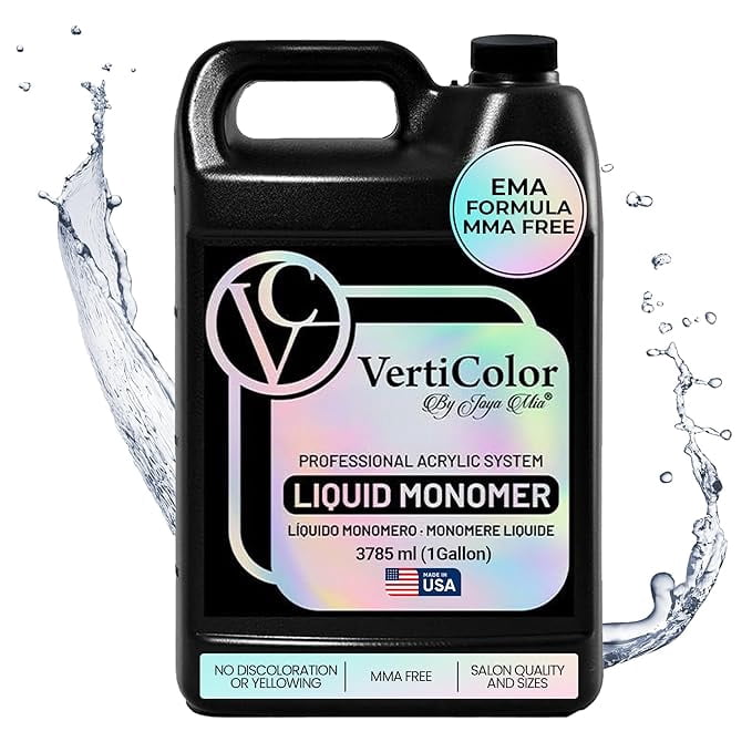 1 Gallon EMA Acrylic Nail Liquid Monomer For Acrylic by VERTICOLOR, MMA Free No Yellowing, Monomero para acrilico Nail Liquid Secret Formula For Acrylic Nail, Superior Adhesion Formula (1 Gallon)