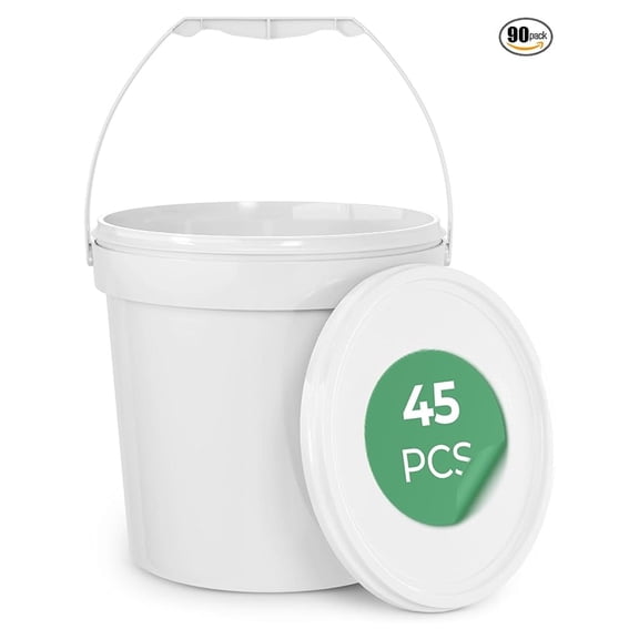 1 Gallon Food Grade Round Plastic Bucket - Food Storage Deli Containers with Lids Ideal for , Soup, and Prep Containers - BPA-Free, Premium HDPE - 45 Pack
