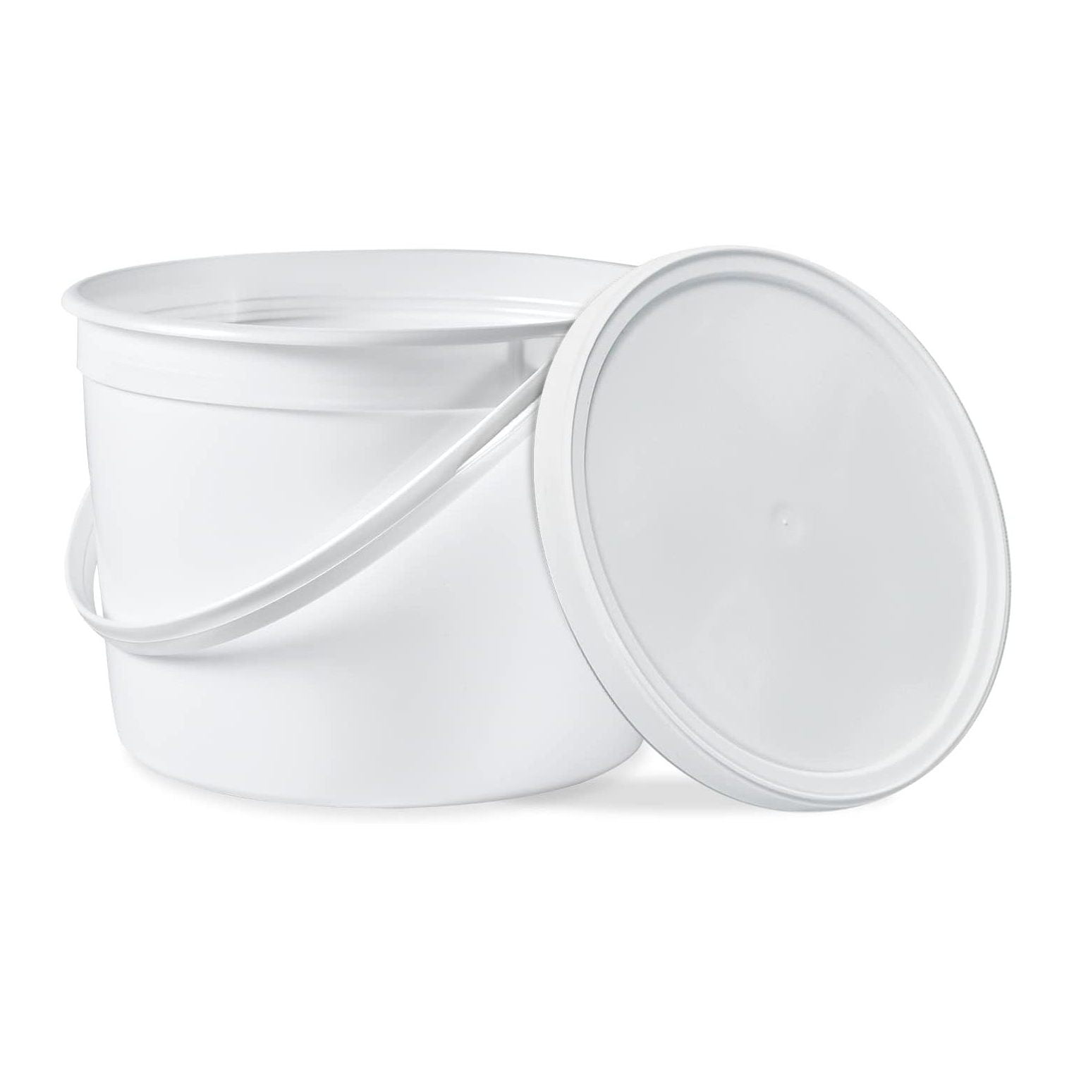 1 Gallon Food Safe Freezer Safe Round Plastic Bucket with Lids White