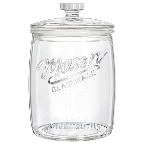 1 Gallon Glass Cookie Jar with Airtight Lid, Wide Mouth Flour Container for Pantry & Laundry Room Organization, Large Apothecary Jars for Sugar, Rice, Dog Treats & Food Storage Set of 1