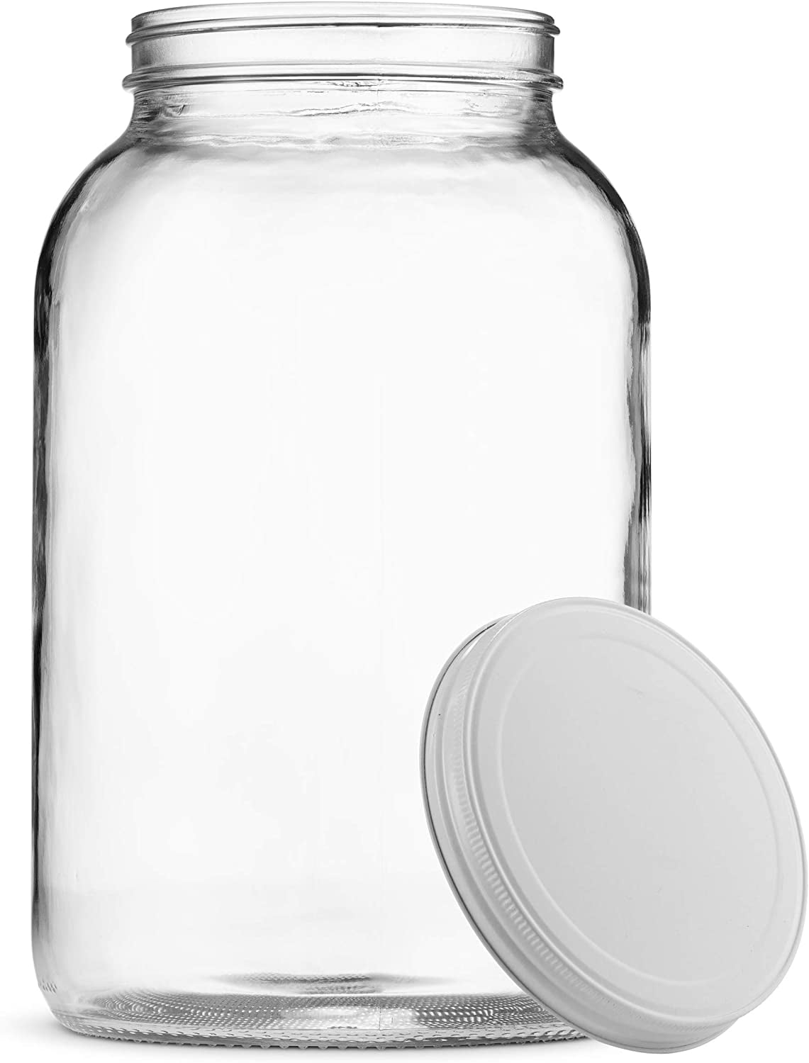 Folinstall 1 Gallon Square Super Wide-Mouth Glass Jars with Airtight Lids,  Glass Storage Jars with 2 Measurement Mark, Sturdy Canning Jars with Large