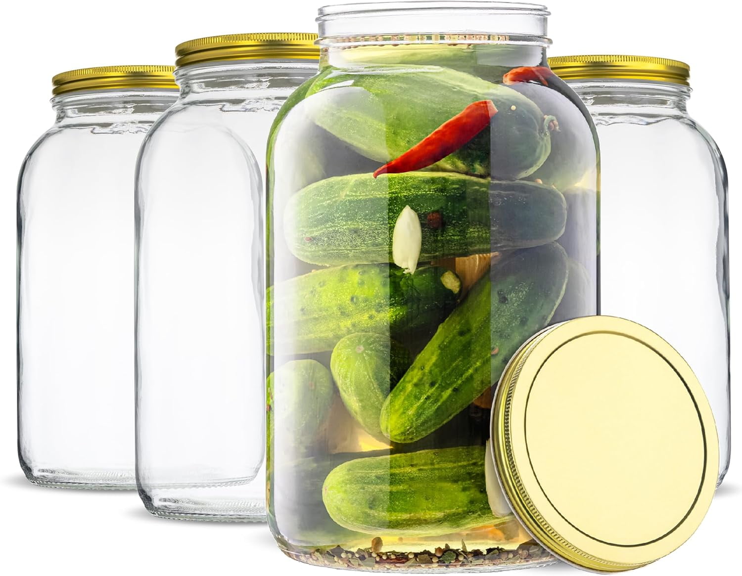 1 Gallon Glass Large Mason Jar Wide Mouth with Airtight (4 ...
