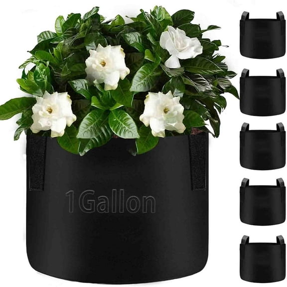 1 Gallon Grow Bags,6 Pack Heavy Duty Thickened 300g Non-Woven Fabric Pots with Sturdy Handles,Garden Bags to Grow Vegetables Flowers