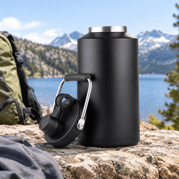 1 Gallon Insulated Stainless Steel Water Bottle, Black, 128 Ounces ...