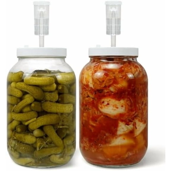 1 Gallon Large Glass Fermentation Jars for Kombucha Sourdough Starter, Wide Mouth Mead Making Kit, 2Pcs Glass Canning Jars with Fermentation Lid and Airlock$$Home Decor, Kitchen, & Other
