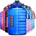 thumbnail image 1 of 1 Gallon Motivational Sports Water Bottle with Time Marker, BPA Free 128oz Leak Proof Jug, Black, Plastic, 128 ounces, Fitness, Sports, Outdoor Activities, 1 of 7