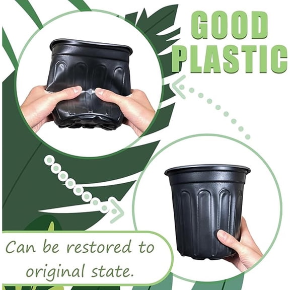 1 Gallon Nursery Plant Pots, Thickened Flexible Seedling Containers With Drainage Holes - Lightweight Reusable Pots For Succulents, Cuttings, Transplanting - Ideal For