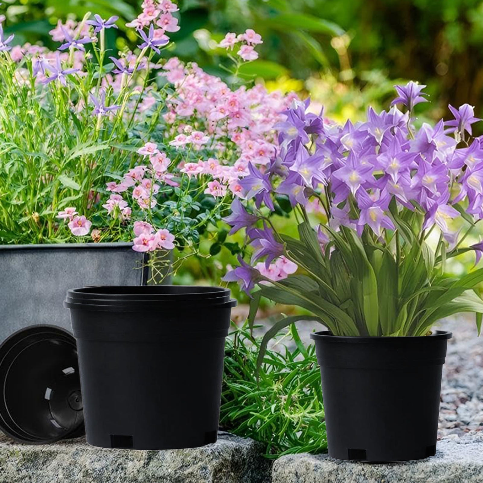 1 Gallon Nursery Pot Planters for Outdoor Indoor Gardening Flower Pots, Black Pot Liners with Drainage Holes Suitable For Soil Growers Or Hydroponics (5PCS)