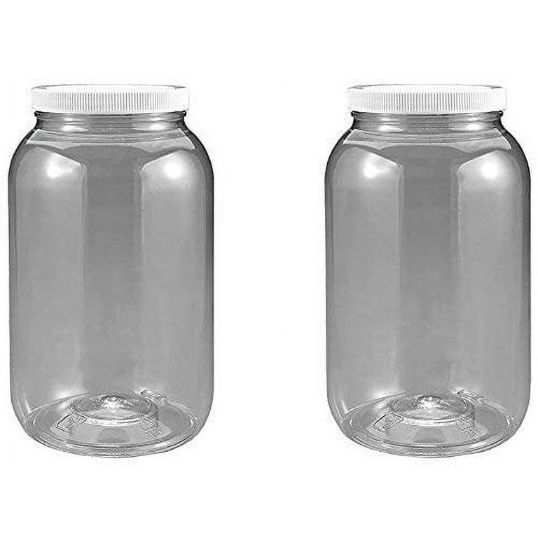 ljdeals 1 Gallon Clear Plastic Jars with Lids, Wide Mouth Storage Containers, Pack of 2, BPA Free, Food Safe, Made in USA