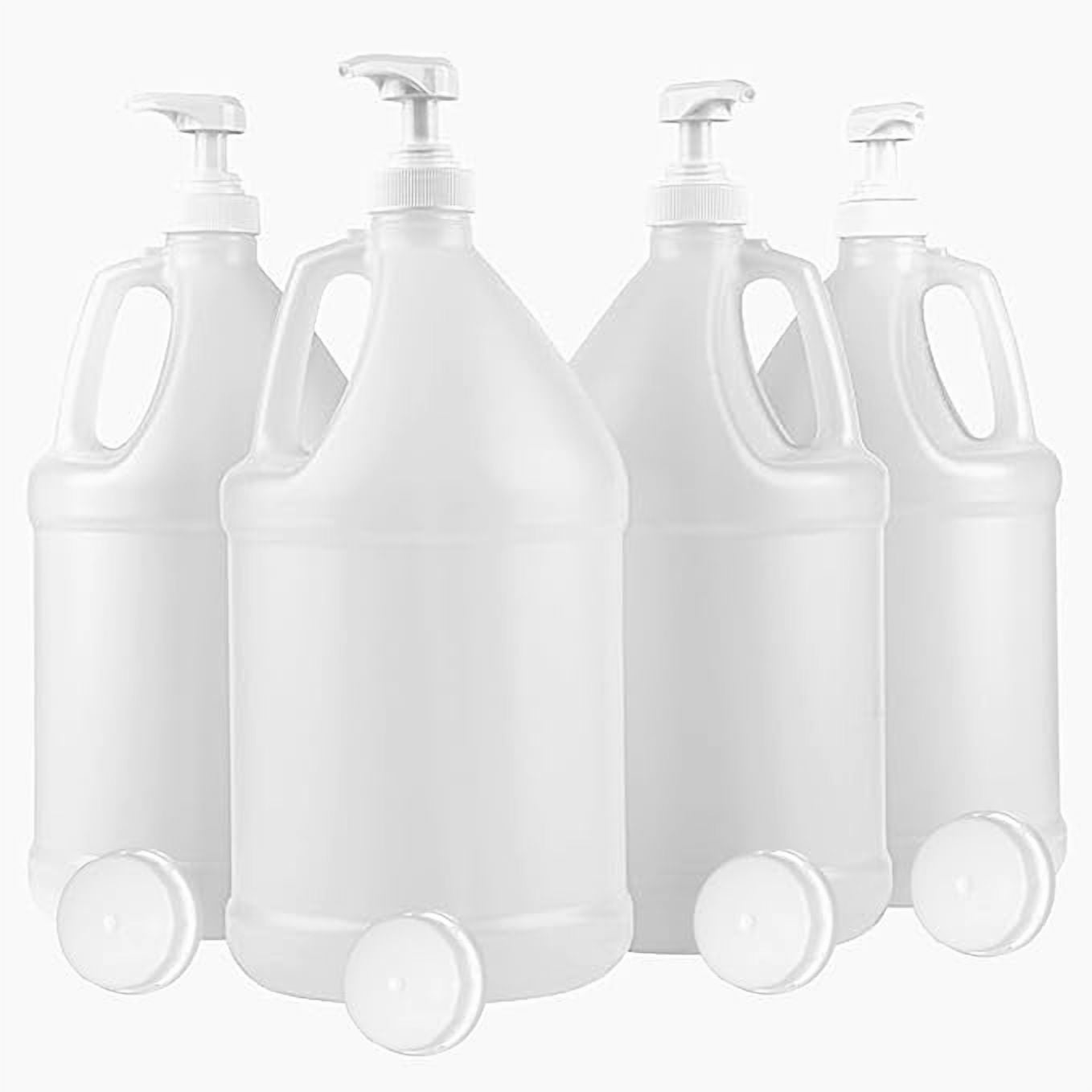 1-Gallon Plastic Jug with Pump Dispenser - All Purpose Use, Laundry Detergent, Liquid Soap, Snow Cone Syrup, Batter (Pack of 4)