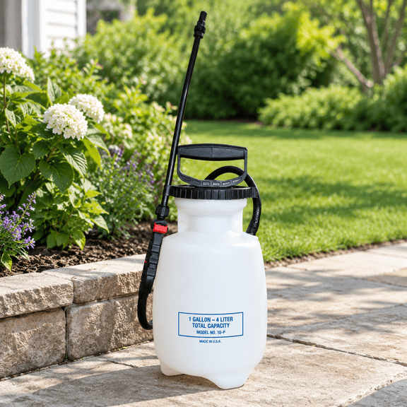 1-Gallon Plastic Poly Pump Sprayer with 12-Inch Wand for Lawn and Garden Use