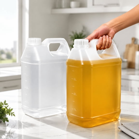 1 Gallon Plastic Water Jug with Measurement Markings, Heavy Duty HDPE Empty Liquid Storage Container with Screw Cap & Handle for Oil, Water, Cleaning Solutions