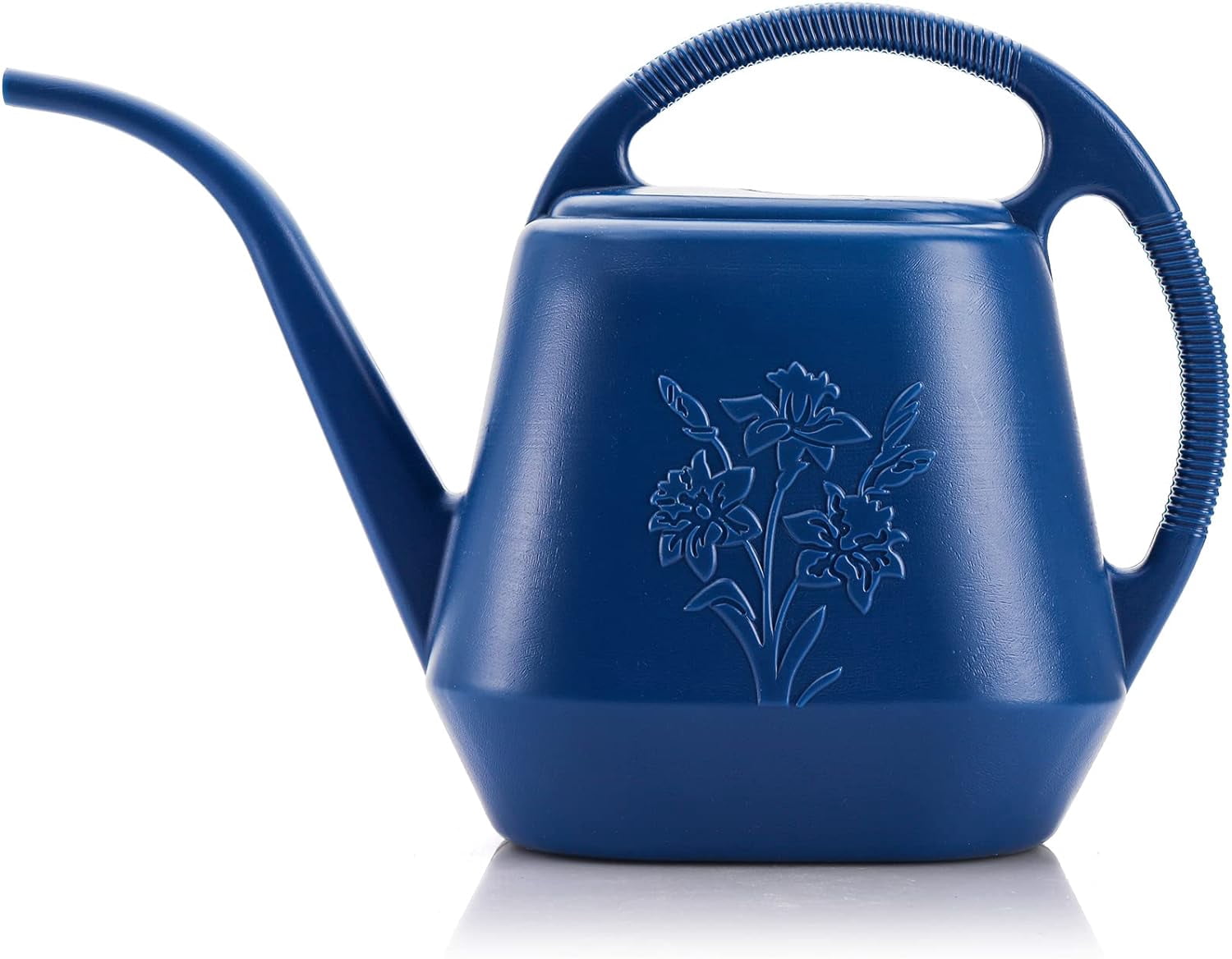 1-Gallon Plastic Watering Can with Comfortable Handle, Garden Cans Long Spout for Indoor Outdoor Plants, Blue