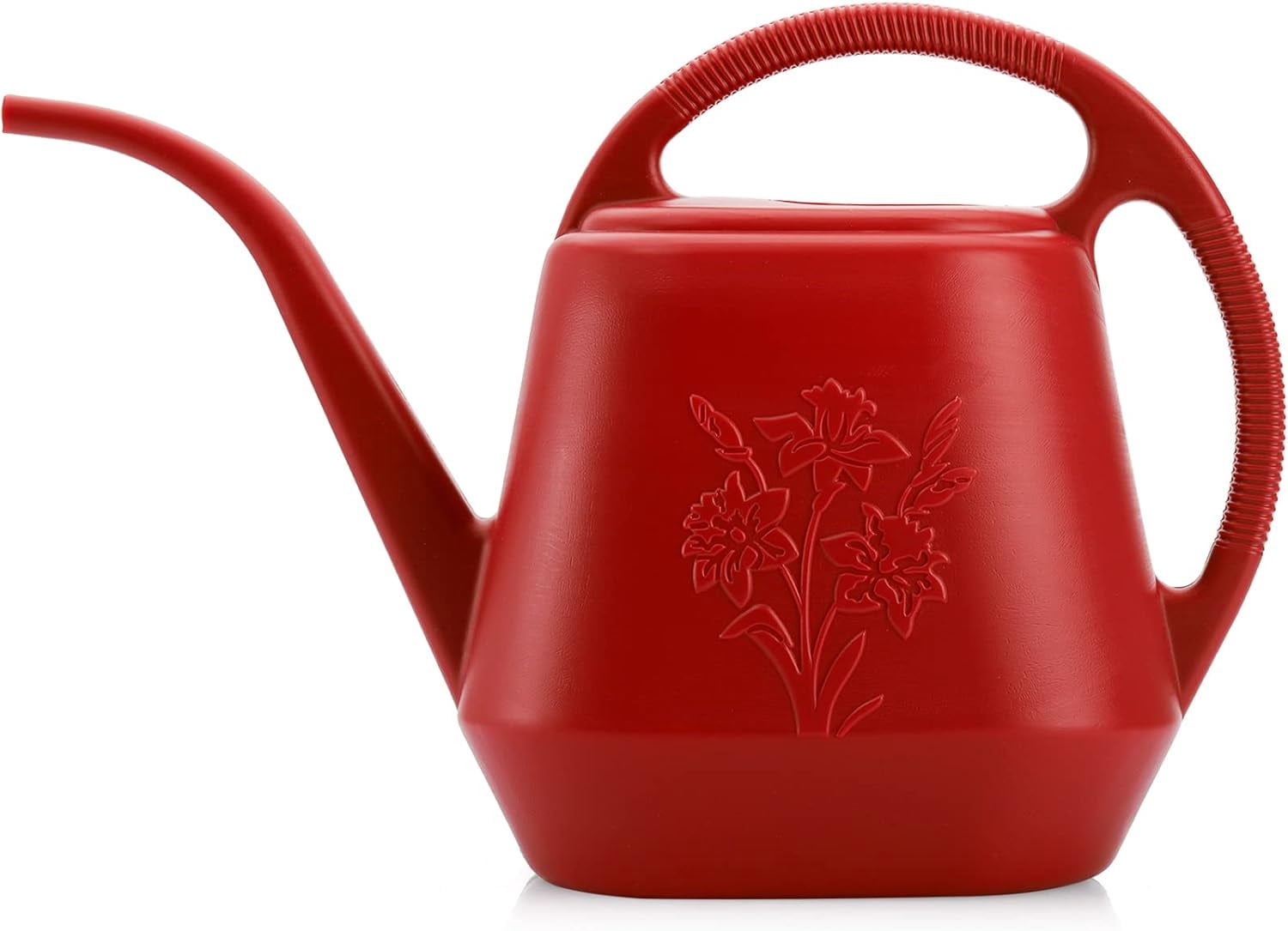 1-Gallon Plastic Watering Can with Comfortable Handle, Garden Cans Long Spout for Indoor Outdoor Plants, Burnt Red