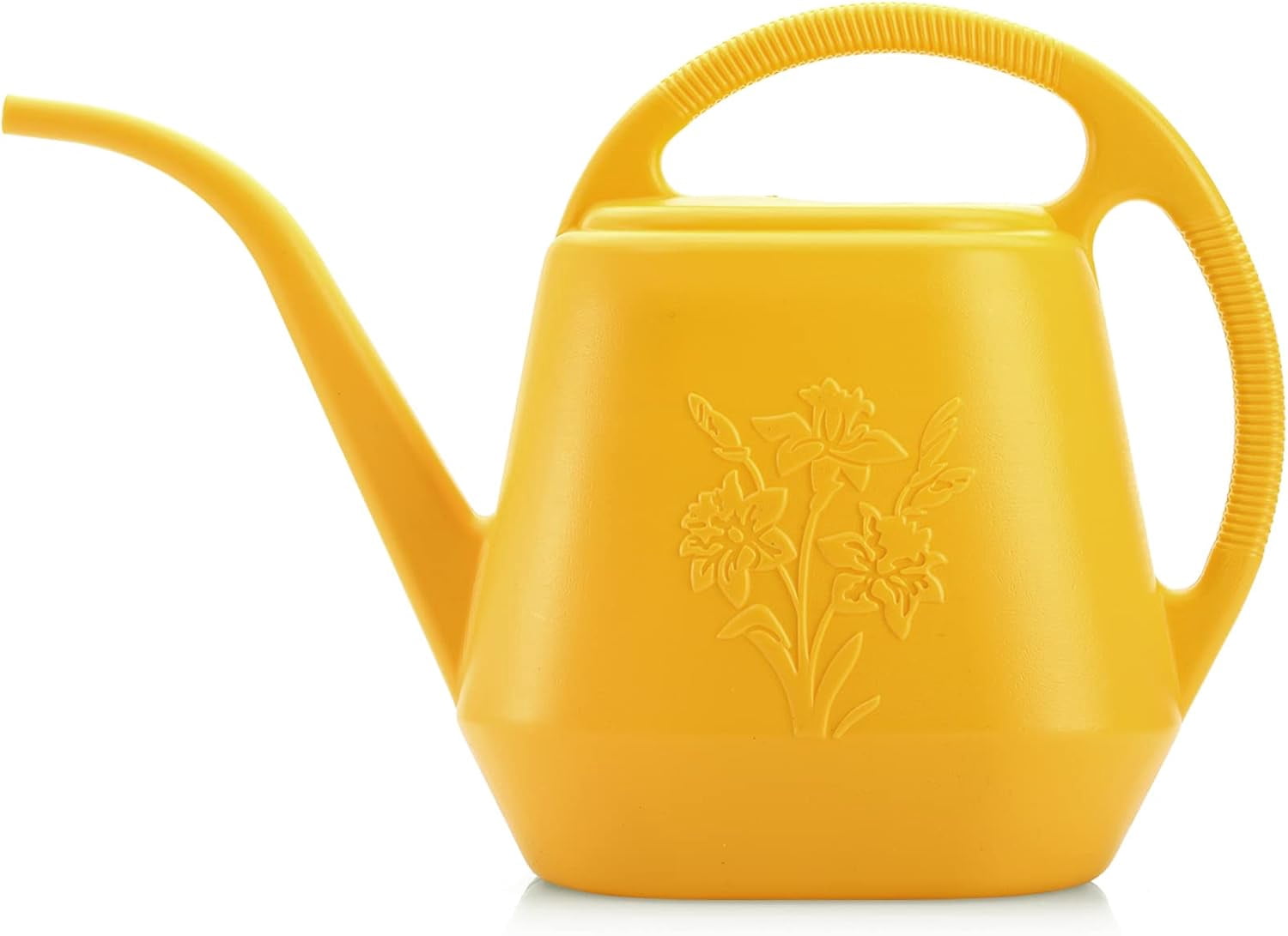 1-Gallon Plastic Watering Can with Comfortable Handle, Garden Cans Long Spout for Indoor Outdoor Plants, Yellow