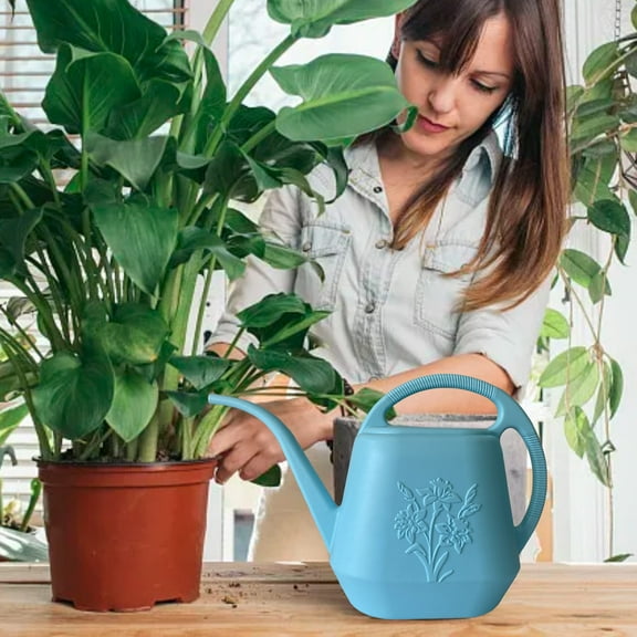 1-Gallon Plastic Watering Can with Comfortable Handle, Garden Watering Cans Long Spout for Indoor Outdoor Watering Plants