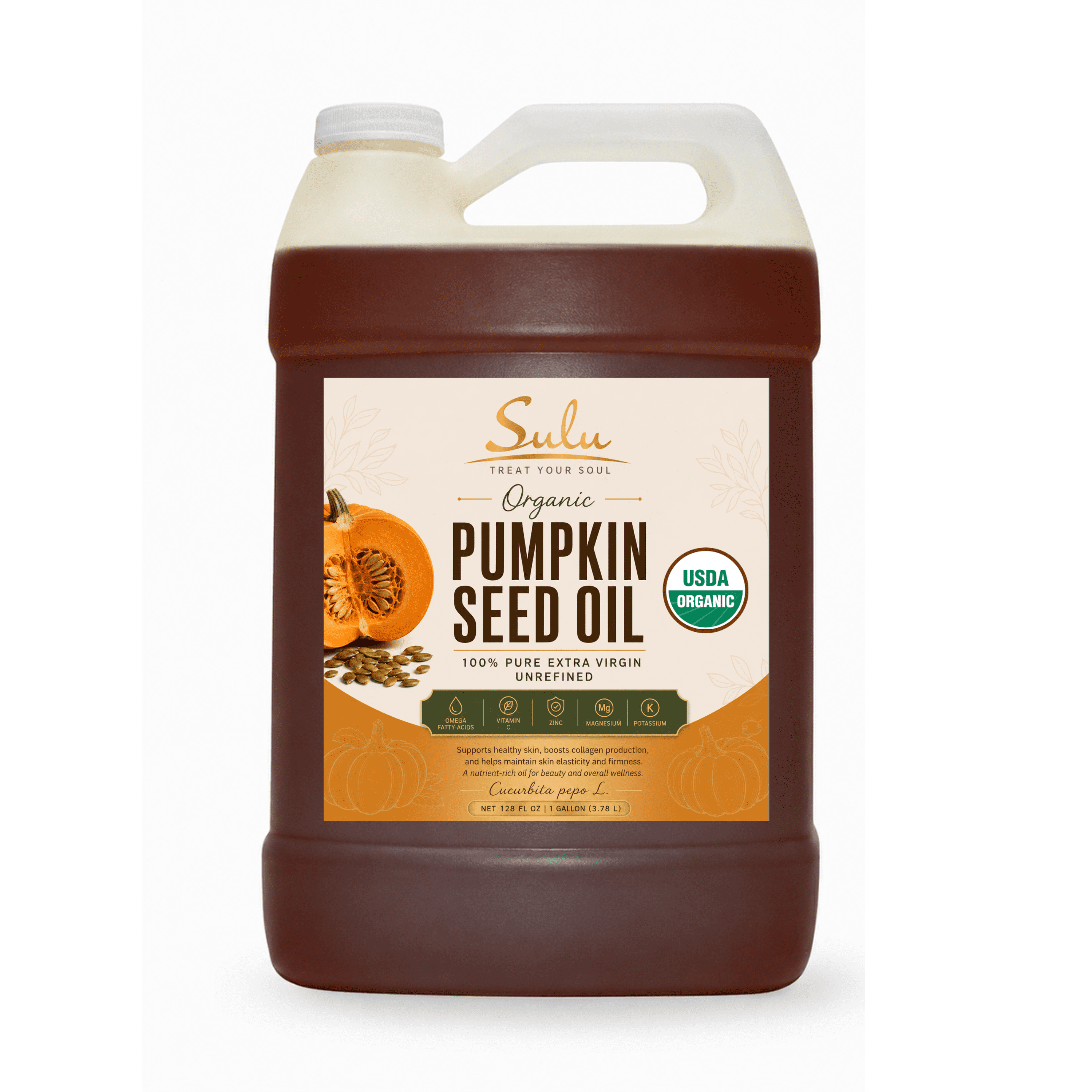 1 Gallon Pure Organic Unrefined Virgin Pumpkin seed oil cold pressed