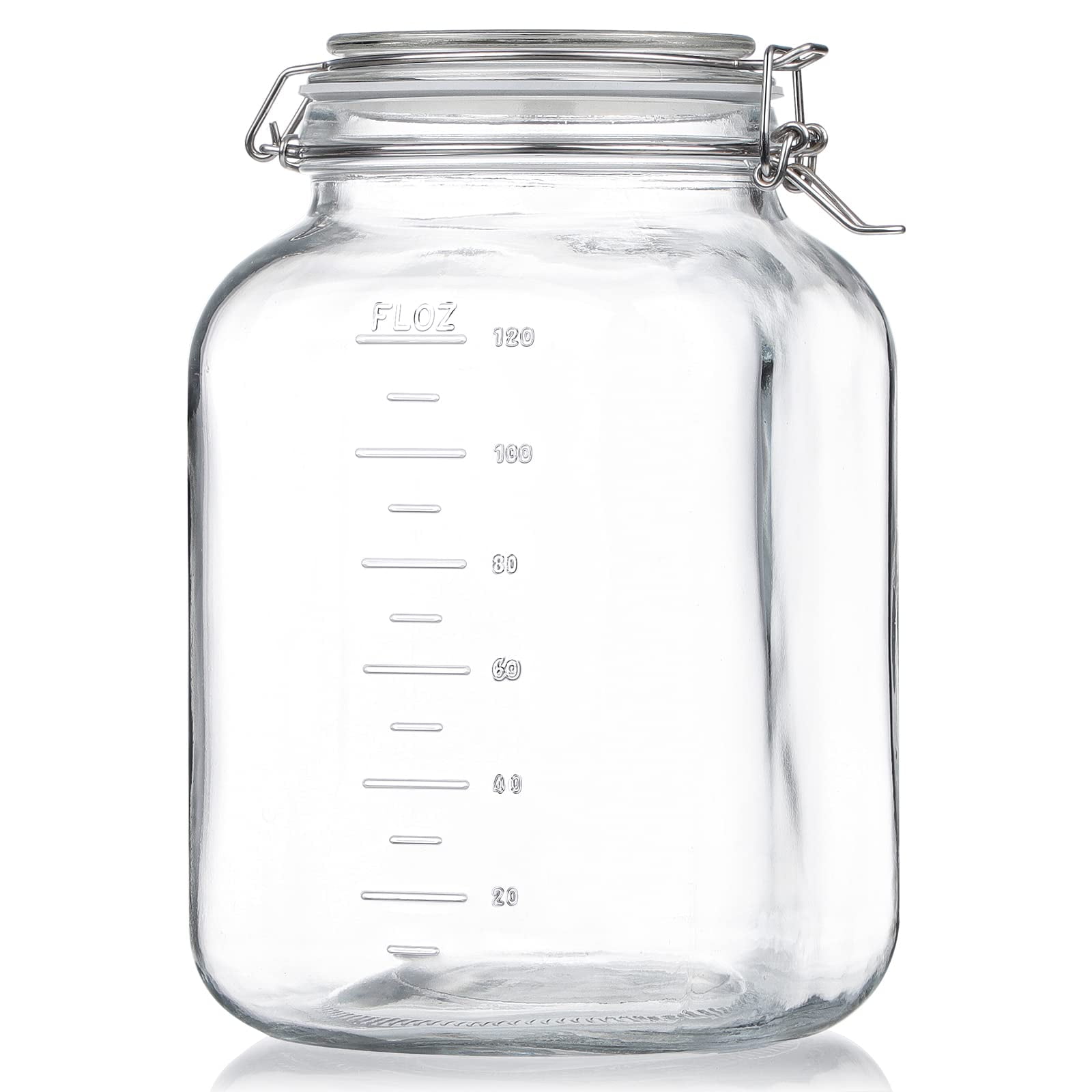1.1Gal Syntic Gallon Glass jar with Hinged Lids, Large Food Storage Jars for Pickle 142 oz Clear