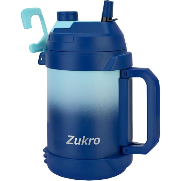 1 Gallon Triple Wall Insulated Stainless Steel Water Bottle with Straw and Spout, Bluewave