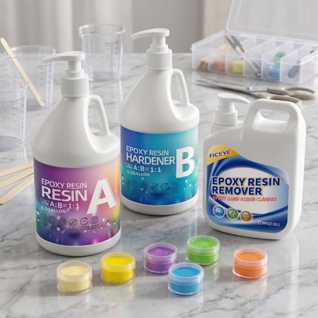 1-Gallon Ultra-Clear Epoxy Resin Kit With 68oz Free Resin Cleaner, High-Gloss Bubble-Free Fast-Curing, Low Odor Crystal Clear Finish, Perfect For Jewelry, River Table, Tumbler Cup, Mold & Artistic Wo