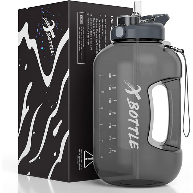 1 Gallon Water Bottle with Straw & Chug Lid BPA Free, 128oz Capacity