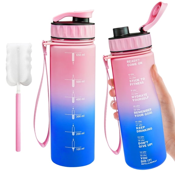 1 Gallon Water Bottle, Water Jug with Motivational Time Marker & Strap & Handle,Large-Capacity leakproof water bottles for Travel Sport Gym Outdoor(Clear