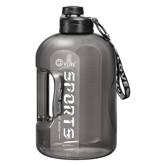 1 Gallon Water Bottle with Handle, Large Gallon Water Jug with Strap, Big Sports Bottle for Gym,128 oz, BPA Free