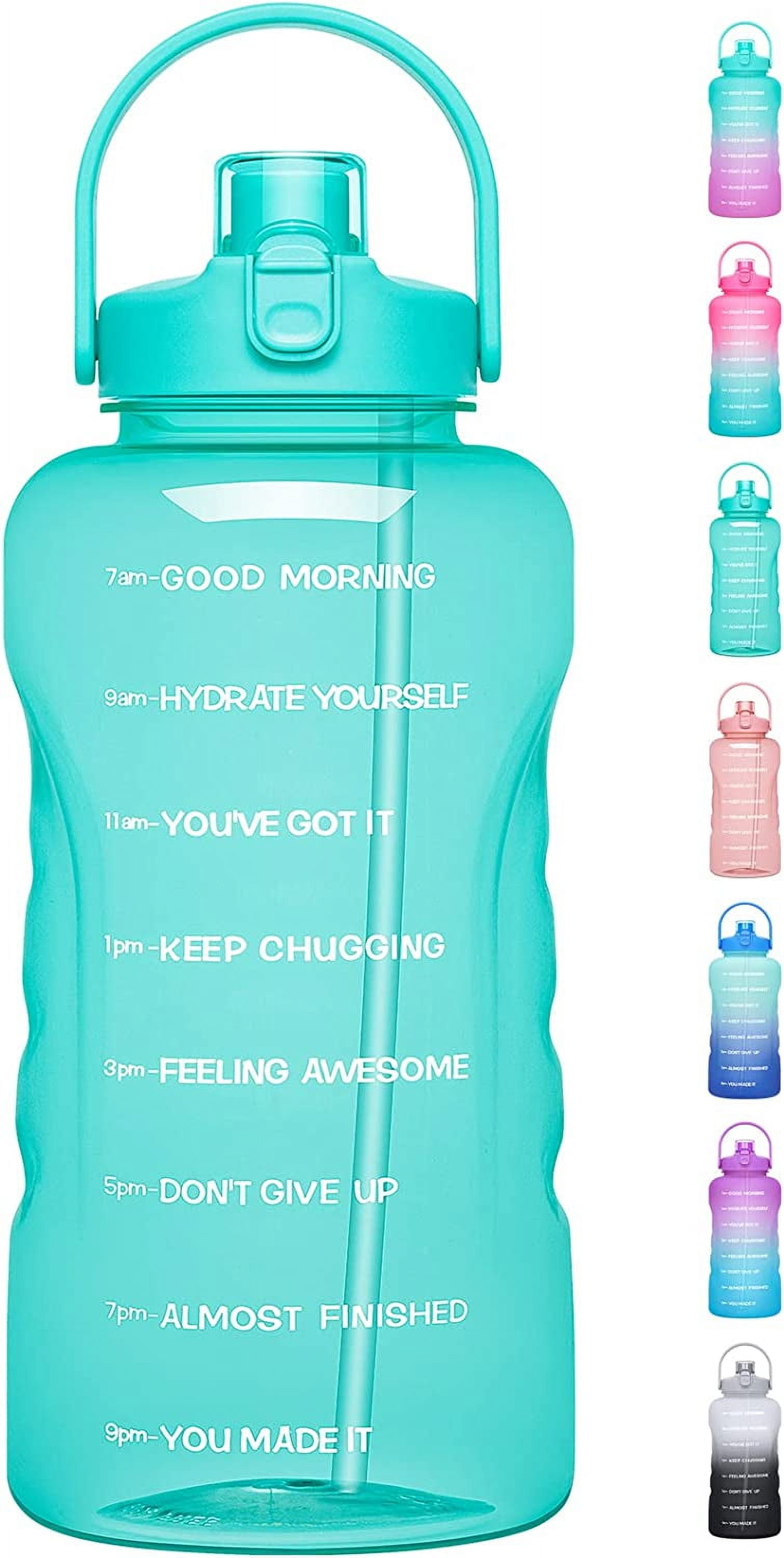 1 Gallon Water Bottles with Straw, 128 oz / 3.8L Water Bottle BPA Free  Innovative 2-IN-1 Lid Gym Bottle with Times to Drink Motivational, Large  for Sports Fitness Camping Water Jug One