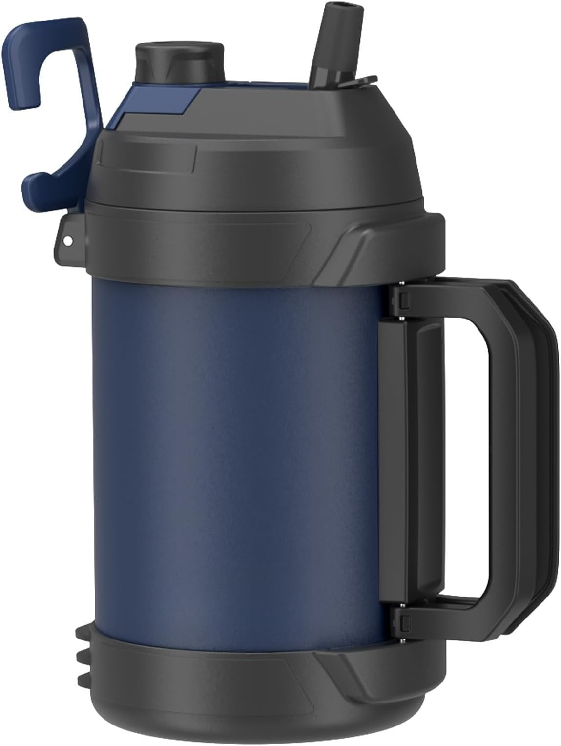 1 Gallon Water Jug, One Gallon Large Triple Wall Insulated  Jug With Straw and Spout,  128 oz Stainless   Water Bottle Keeps Cold 48 Hours for Outdoors, Navy Blue