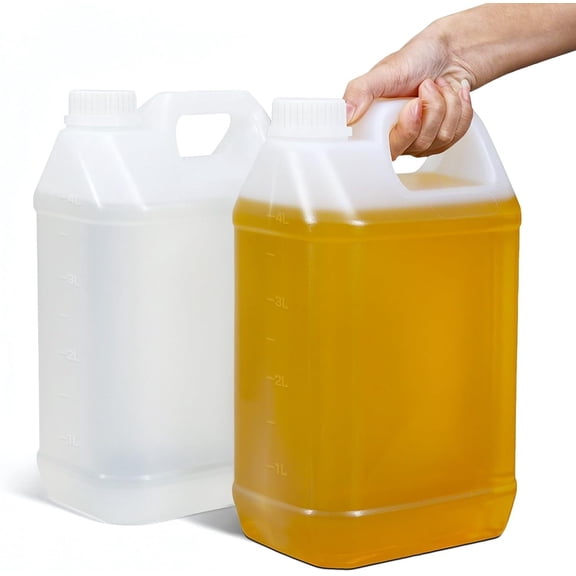 1 Gallon Water Jug, Water Oil Storage Containers Graduated Heavy Duty Liquid Containers with  for Kitchen Automotive Travel, Easy to Carry,  Grade HDPE,  (Translucent, 2 count)
