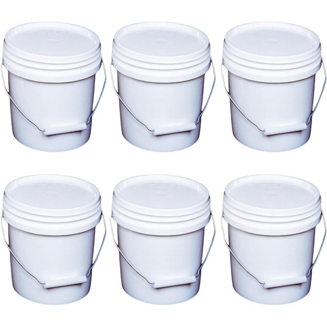 1 Gallon White Bucket & Lid Durable 55 Mil All Purpose Pail Food