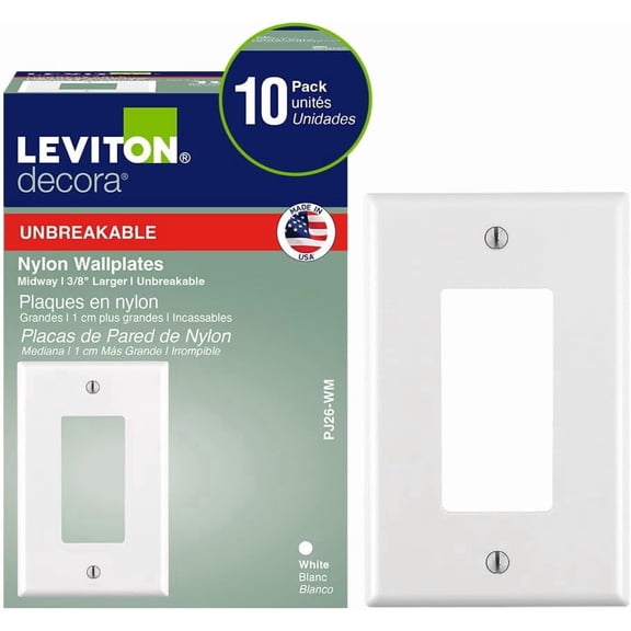 1-Gang 1-Decora Midway Nylon Wallplate 10 Pack, PJ26-WM, White