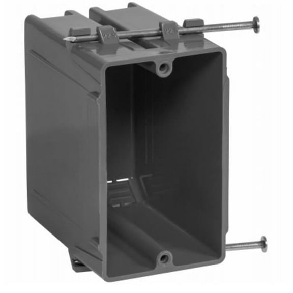 1 Gang 18 cu. in. PVC New Work Standard Switch & Outlet Wall Electrical Box, Gray