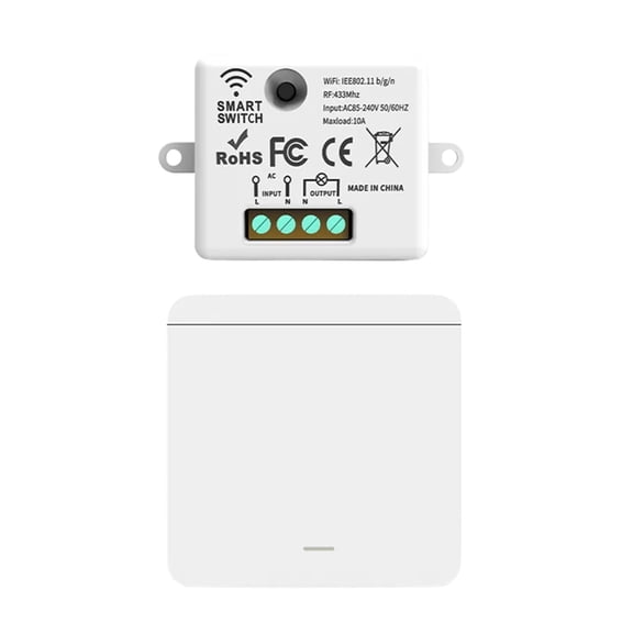 1-Gang 86 Wall Panel Switch With Remote Control 433Mhz Wireless Smart Switch 10A