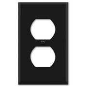 1 Gang Black Electrical Outlet METAL Cover Plate, Socket Cover for Outlets, Outlet Wall Plate, One Gang Black Wall Plug Cover - Stamped Steel Painted Black - UL Listed, 4.5 x 2.75 Inches (Made in USA)