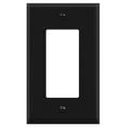 thumbnail image 1 of 1 Gang Black Rocker - Decorator METAL Wall Plate - Wall Plate for Rocker Style Light Switches, GFCI, Electrical Plug Outlets, Stamped Steel Painted Black, UL Listed, 4.5 x 2.75 Inches (Made in USA), 1 of 5