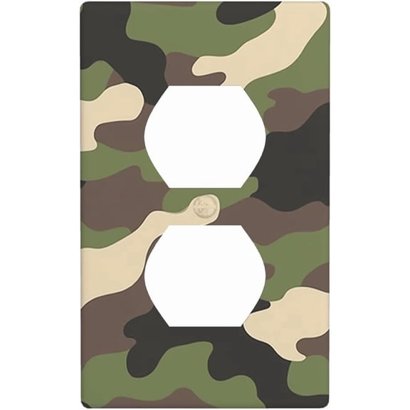 1 Gang Duplex Light Switch Cover Camo Wall Plate Covers Green Olive Camouflage Jungle Outlet Plug Home Office
