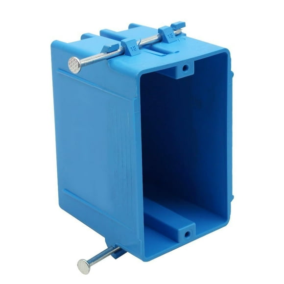 1-Gang PVC New Work Outlet Box,18 Cubic Inch Switch/Outlet Box,Blue New Work Electrical Nail Outlet Box,ETL Listed to UL514C and UL263,AWG for 9/14,8/12,7/10(1Pack)