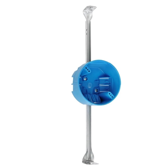 1 Gang PVC Round Ceiling Bar Hanger Electrical Box, 4" Dia,for New Installations and Remodels,Round Ceiling Box Outlet,Blue,ETL,Fire Rated for Two Hours(1 Pack)