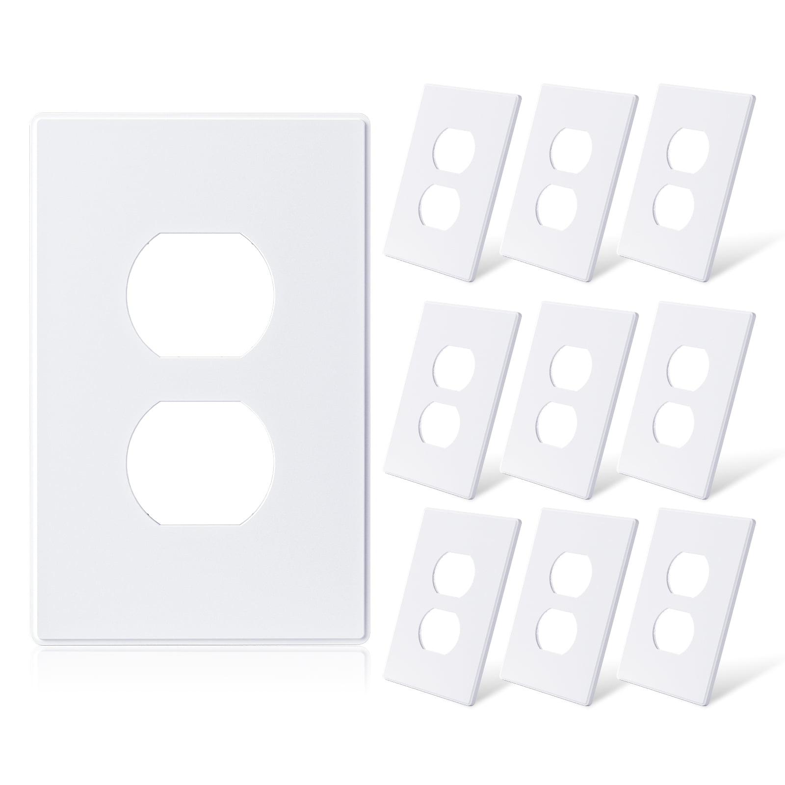 White 1-Gang Screwless Duplex Outlet Wall Plate Set