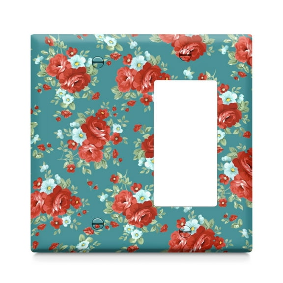 1-Gang Screwless Pioneer Floral Decorative Wall Plates,Size 1-Gang 2.9"W X 4.7"H,Unbreakable Thermoplastic Faceplate Cover for Kitchen Living Room Bedroom Decorator Receptacle Outlet Switch