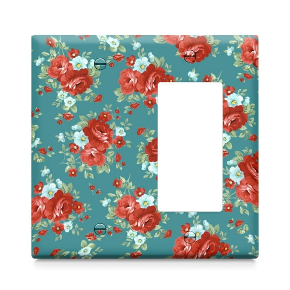 1-Gang Screwless Pioneer Floral Decorative Wall Plates,Size 1-Gang 2.9"W X 4.7"H,Unbreakable Thermoplastic Faceplate Cover for Kitchen Living Room Bedroom Decorator Receptacle Outlet Switch