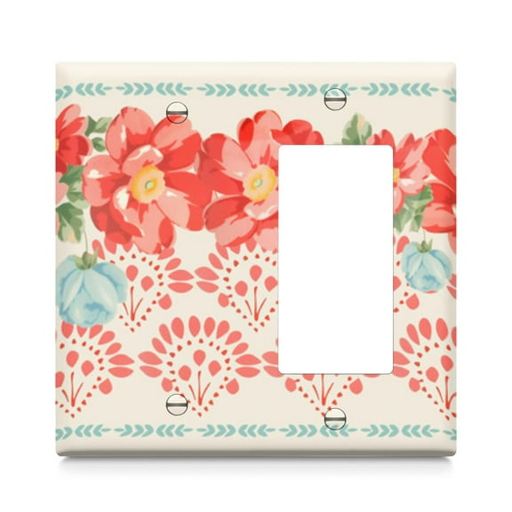 1-Gang Screwless Pioneer Floral Decorative Wall Plates,Size 1-Gang 2.9"W X 4.7"H,Unbreakable Thermoplastic Faceplate Cover for Kitchen Living Room Bedroom Decorator Receptacle Outlet Switch