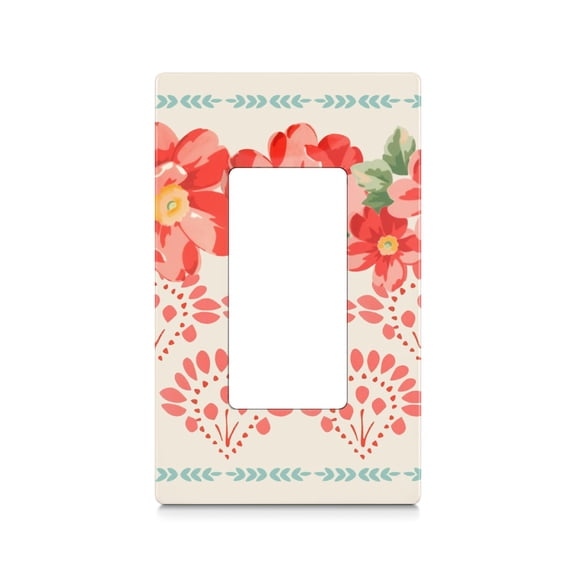 1-Gang Screwless Pioneer Floral Decorative Wall Plates,Size 1-Gang 2.9"W x 4.7"H,Unbreakable Thermoplastic Faceplate Cover for Kitchen Living Room Bedroom Decorator Receptacle Outlet Switch