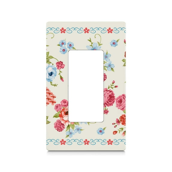 1-Gang Screwless Pioneer Floral Decorative Wall Plates,Size 1-Gang 2.9"W x 4.7"H,Unbreakable Thermoplastic Faceplate Cover for Kitchen Living Room Bedroom Decorator Receptacle Outlet Switch