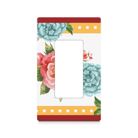 1-Gang Screwless Pioneer Floral Decorative Wall Plates,Size 1-Gang 2.9"W x 4.7"H,Unbreakable Thermoplastic Faceplate Cover for Kitchen Living Room Bedroom Decorator Receptacle Outlet Switch