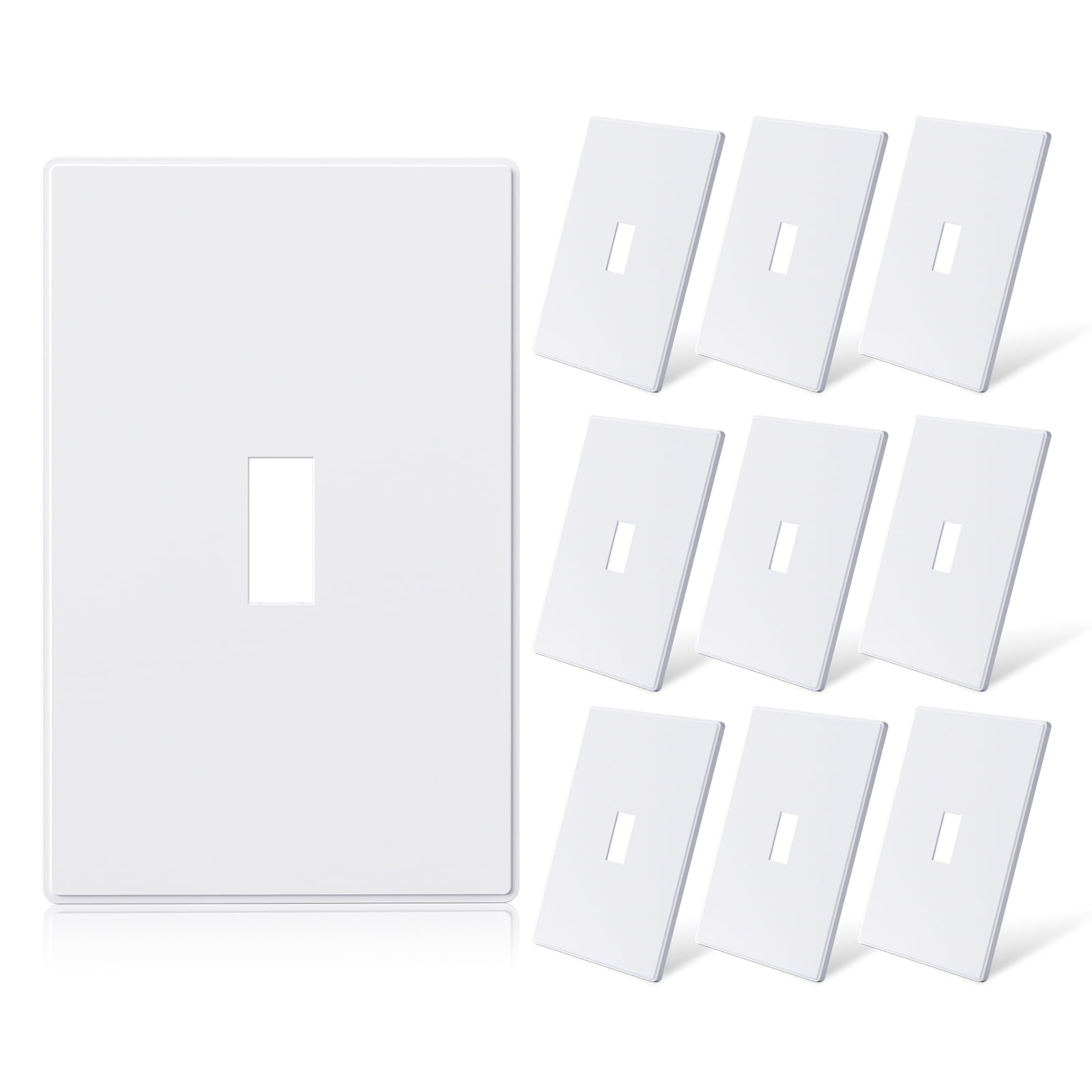 White 1-Gang Screwless Toggle Light Switch Wall Plate Set